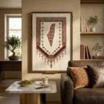 Exklusiver handgestickter Wandbehang "Palästina-Karte" – 100% DMC-Seide (Ungerahmt) – 70x40 cm